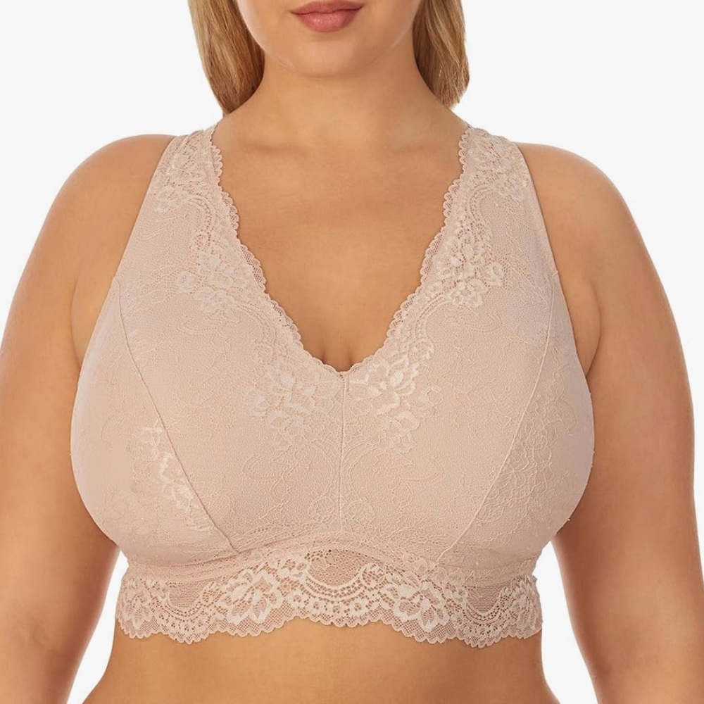 DREAMFIT Full Coverage Wireless Lace Bralette with Adjustable Convertible 3X